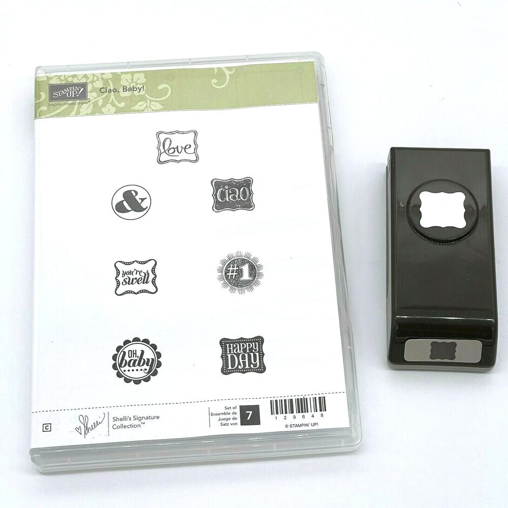 Stampin' Up! Rubber Stamps & Paper Punch Ciao Baby Sign Shape Love Happy Day #1
